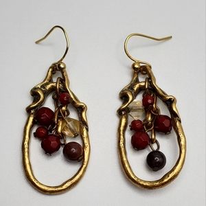 Gold and Red Earrings
